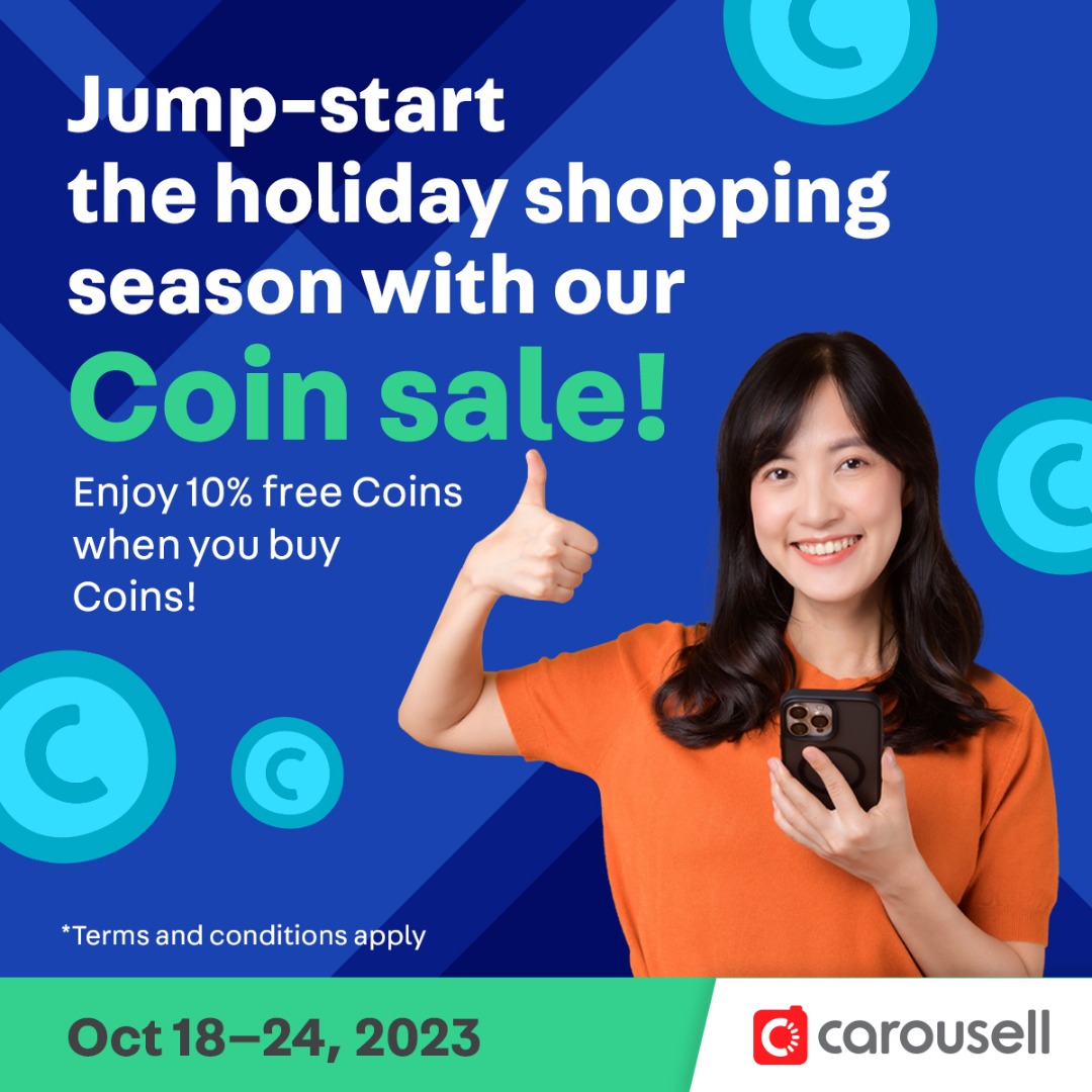 Enjoy 10% free Coins when you buy Coins!, Announcements on Carousell