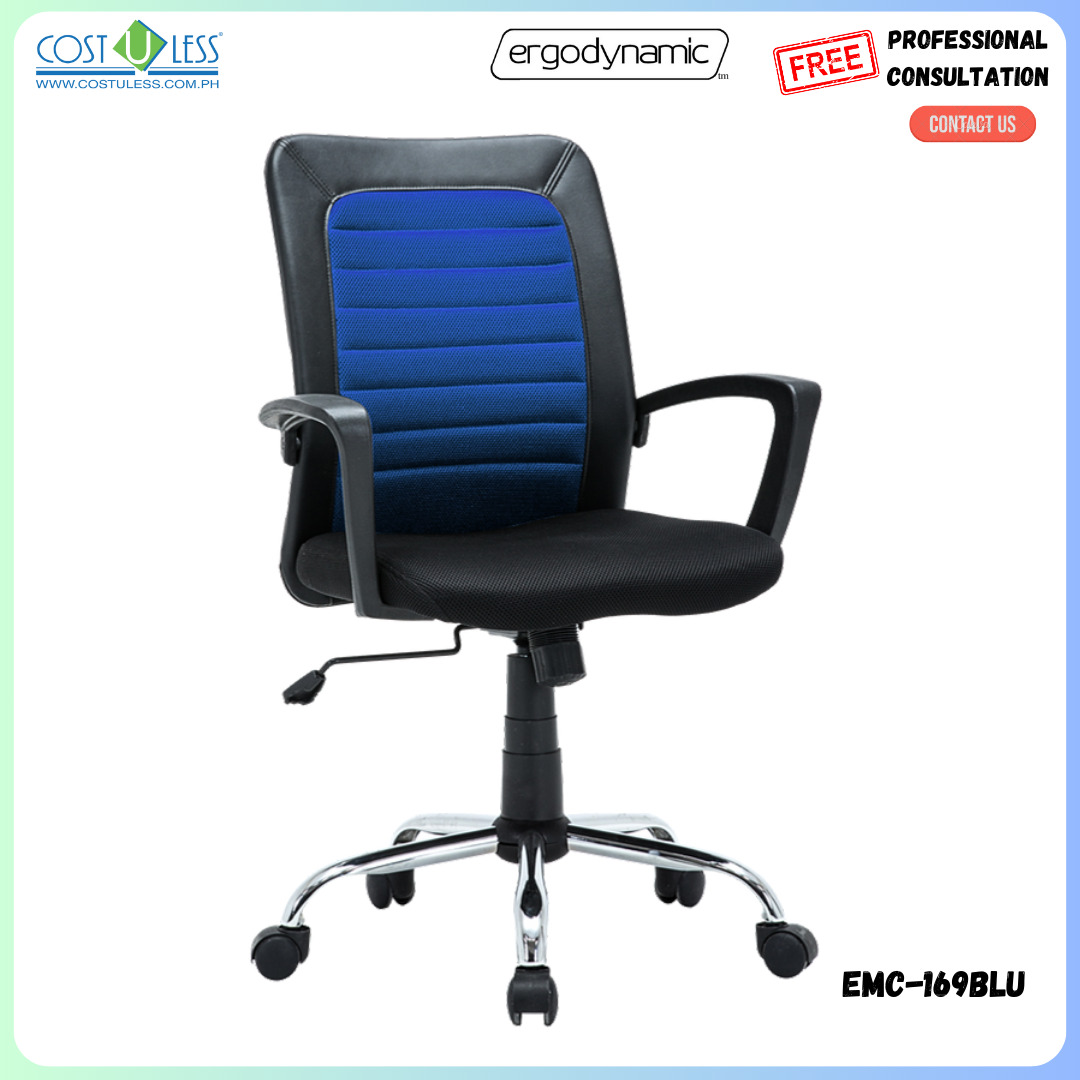 Ergodynamic EMC169 Midback Mesh Chair pneumatic height adjustment, 360