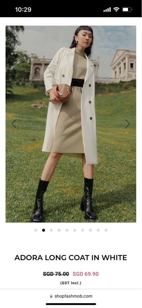 White knee length coat store