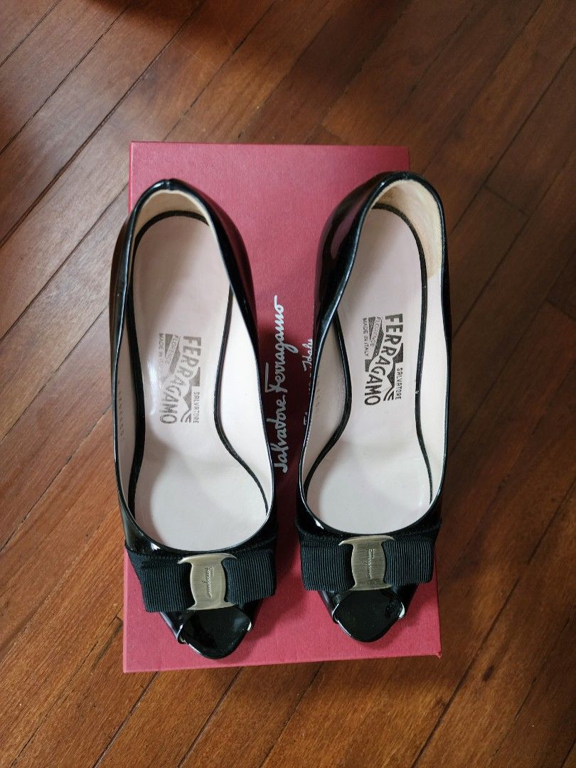 Ferragamo Ribes 70 Patent Nero, Luxury, Sneakers & Footwear on  