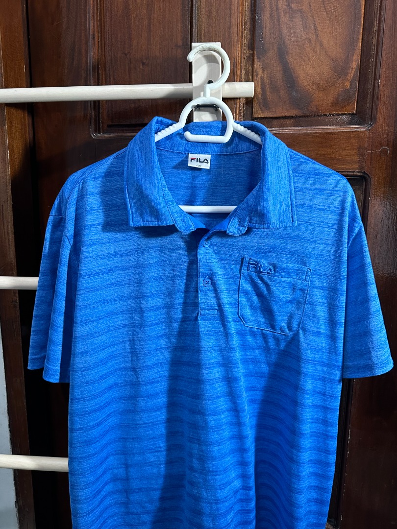 Fila Royal Blue Polo Shirt Striped Men s Fashion Tops Sets Tshirts Polo Shirts on Carousell