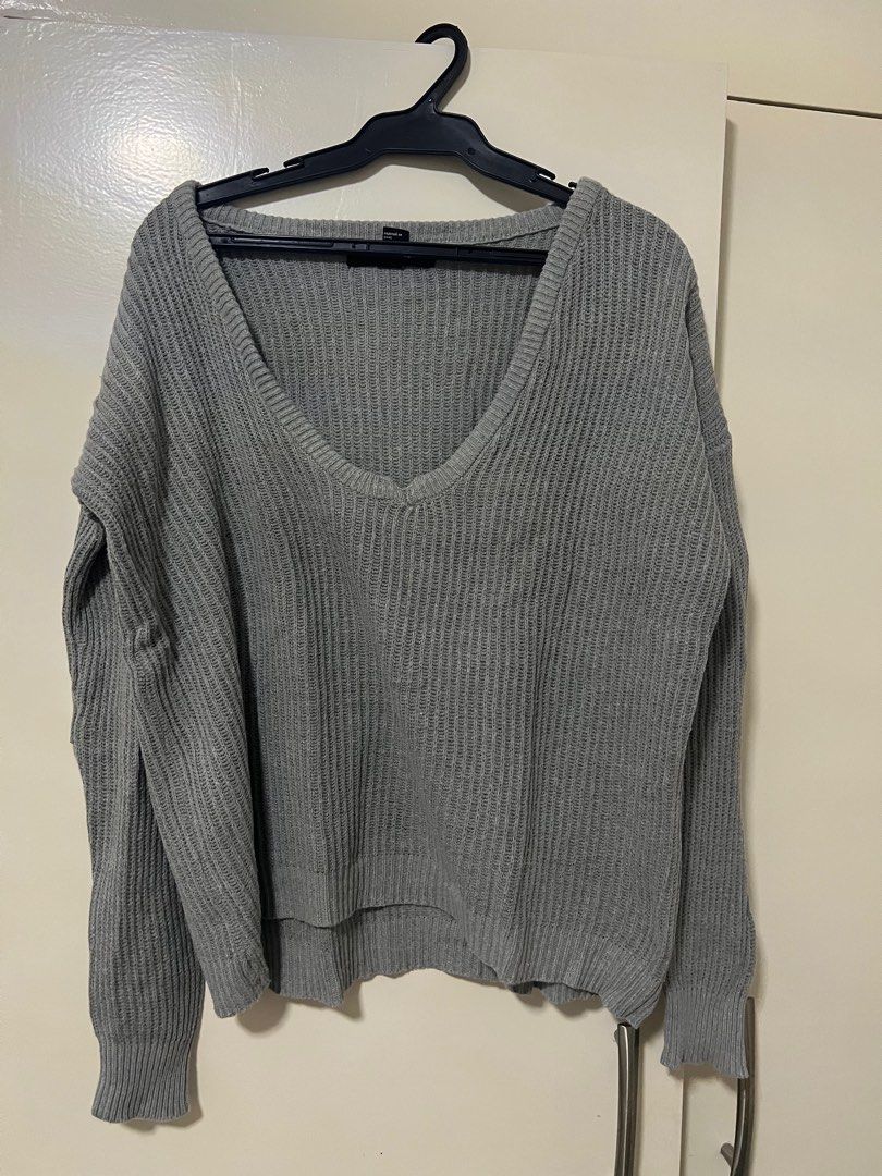 Forever 21 Gray Knit Sweater Women s Fashion Coats Jackets and Outerwear on Carousell