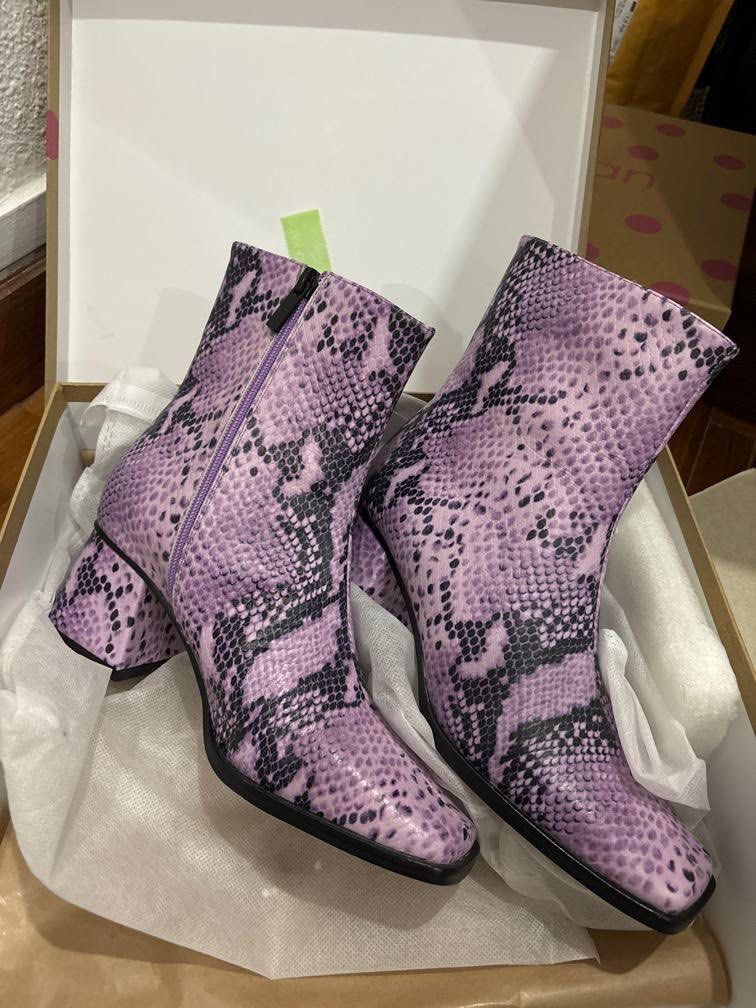 Gorman Leather Embossed Snake Effect Lilac Medusa Boot Women s