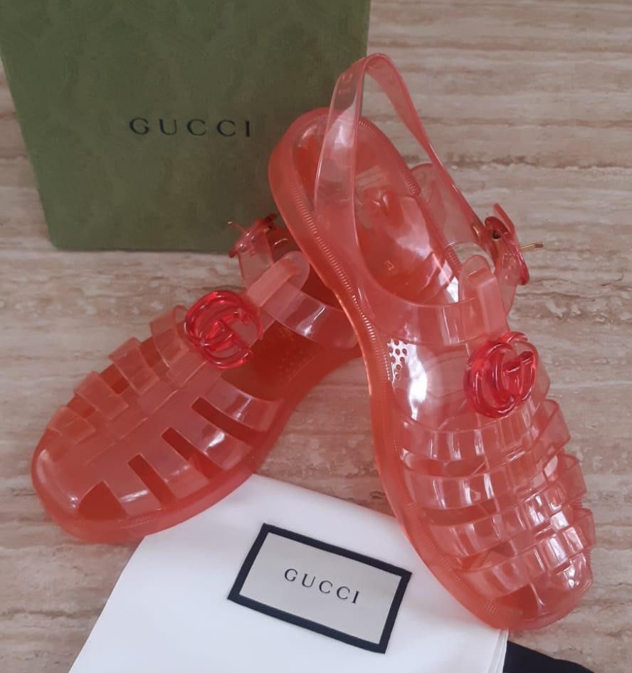Gucci red best sale jelly sandals