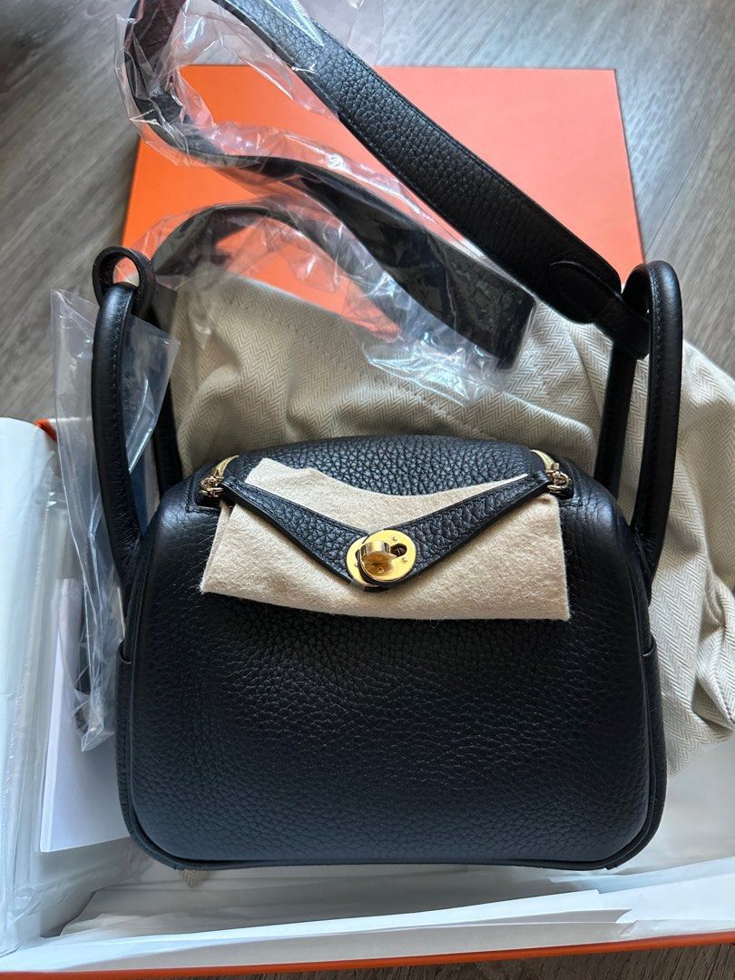 Hermes Black Mini Lindy 20 Gold/Silver Hardware in 2023