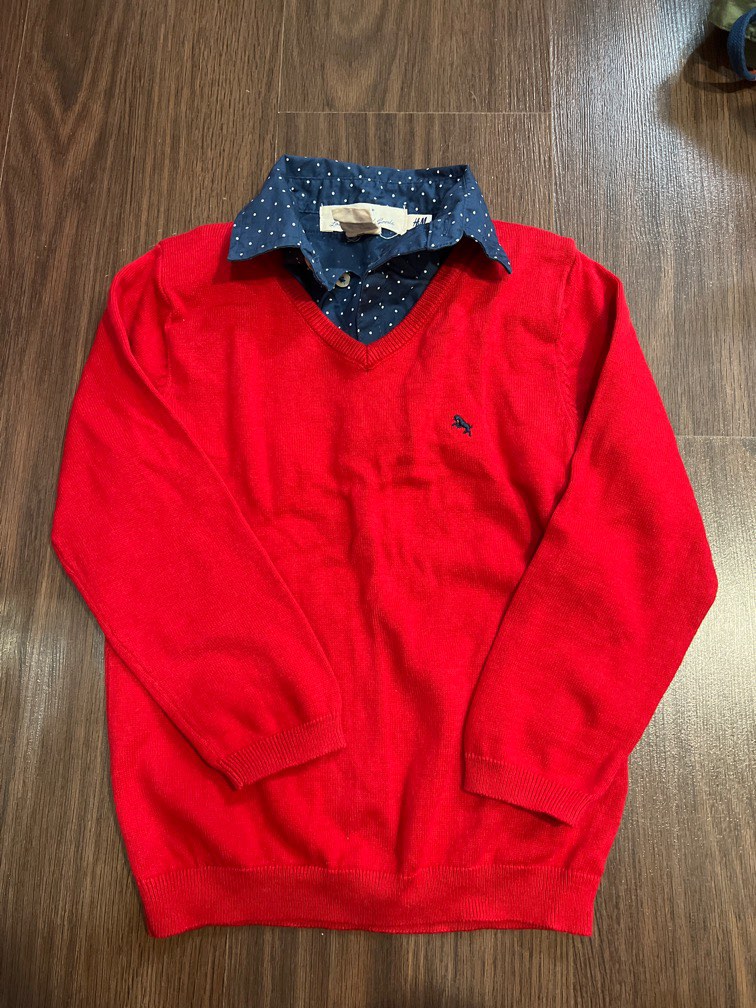 H M red sweater with collar