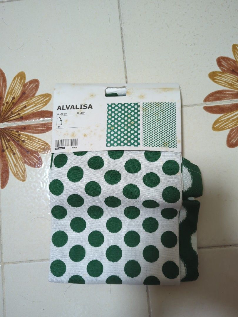 Ikea Alvlisa Kitchen Tea Towel Green Polka Dot Furniture