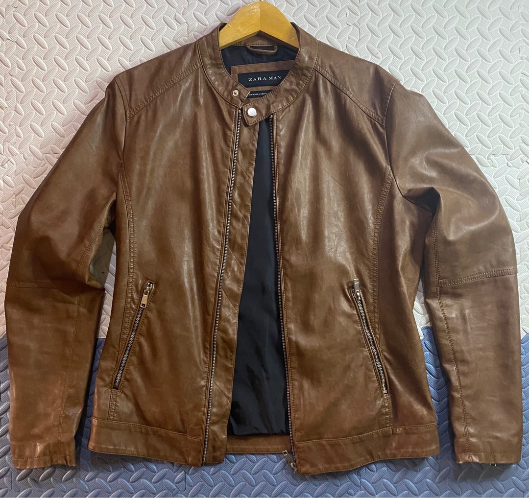 Jaket kulit zara man online