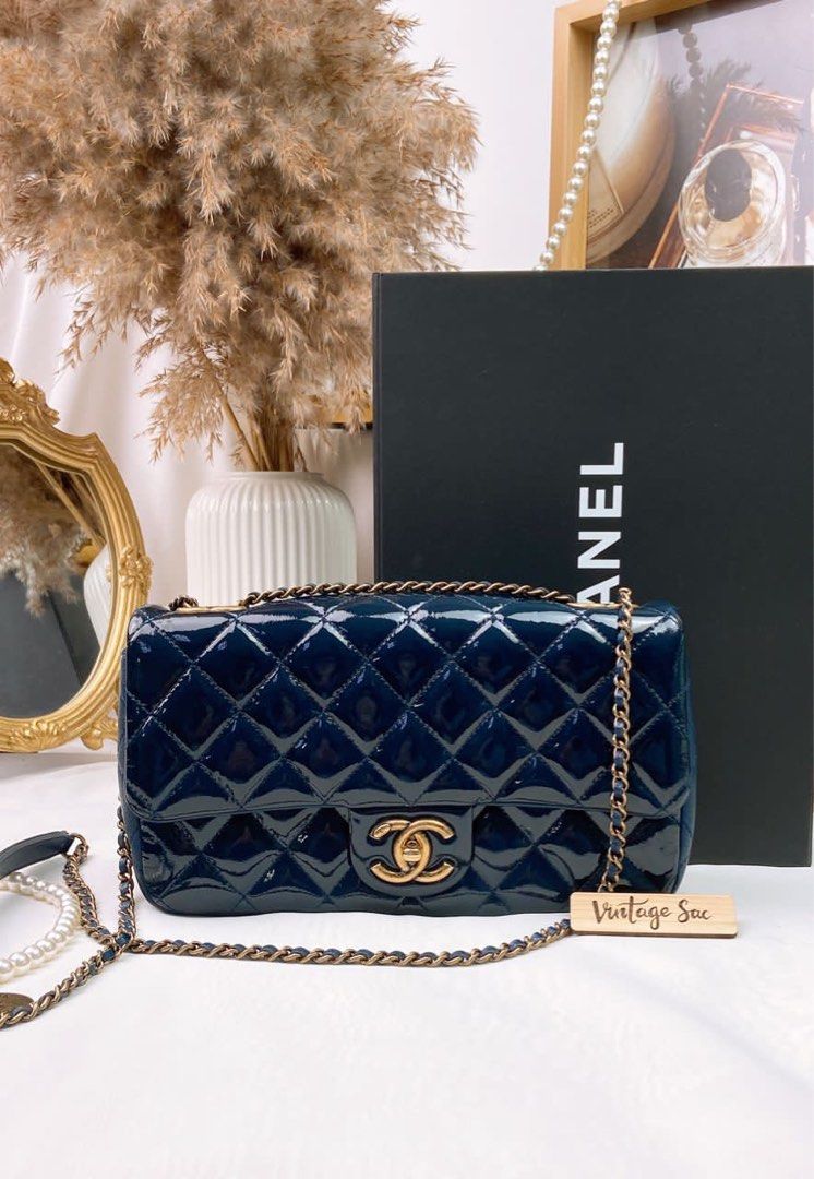 Navy patent sales leather bag