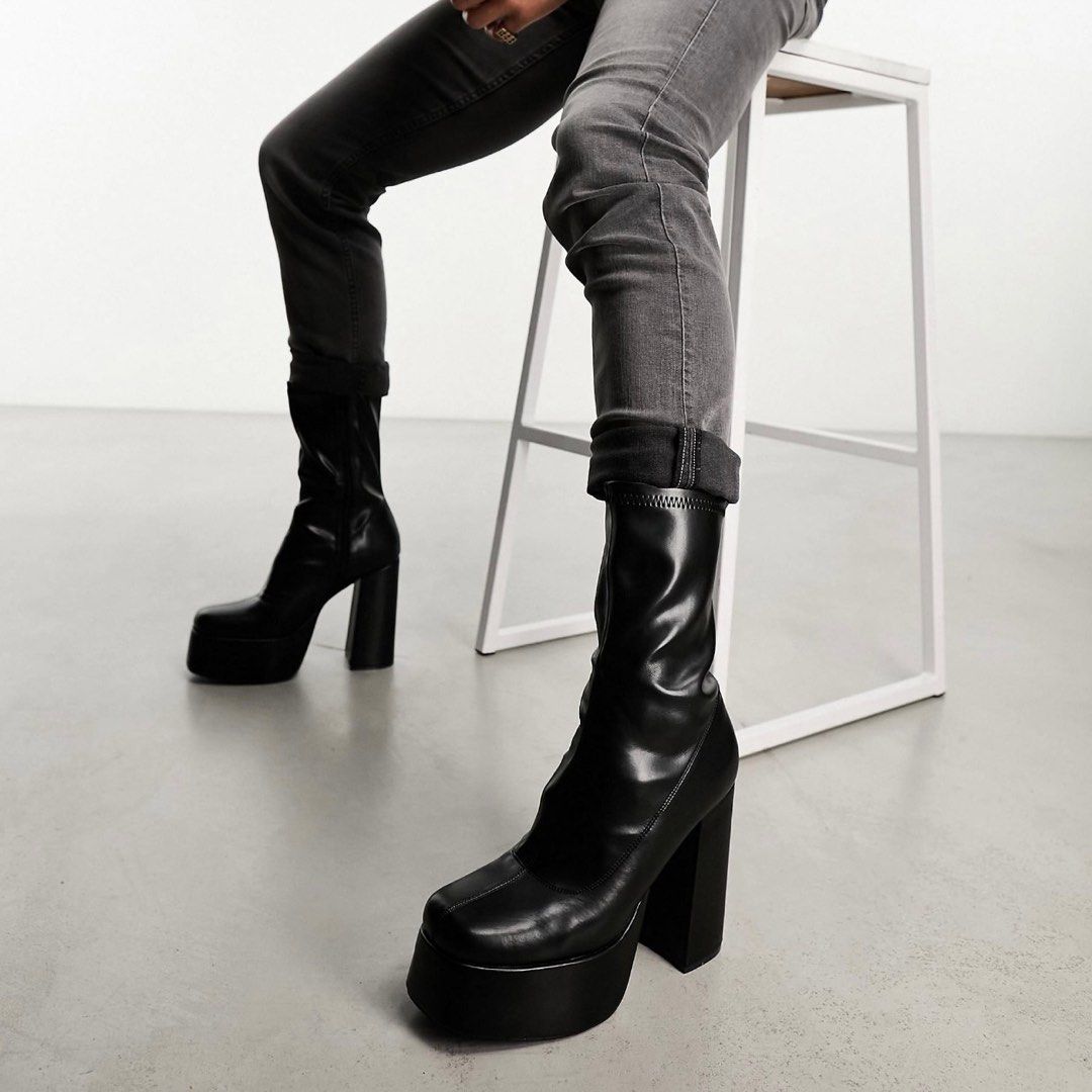 Chunky platform online heel boots
