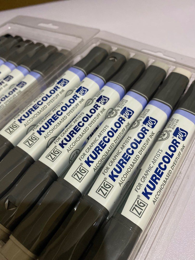 KURECOLOR TWIN MARKERS SET OF 12 WARM GRAY, Hobbies & Toys, Stationary & Craft, Craft Supplies
