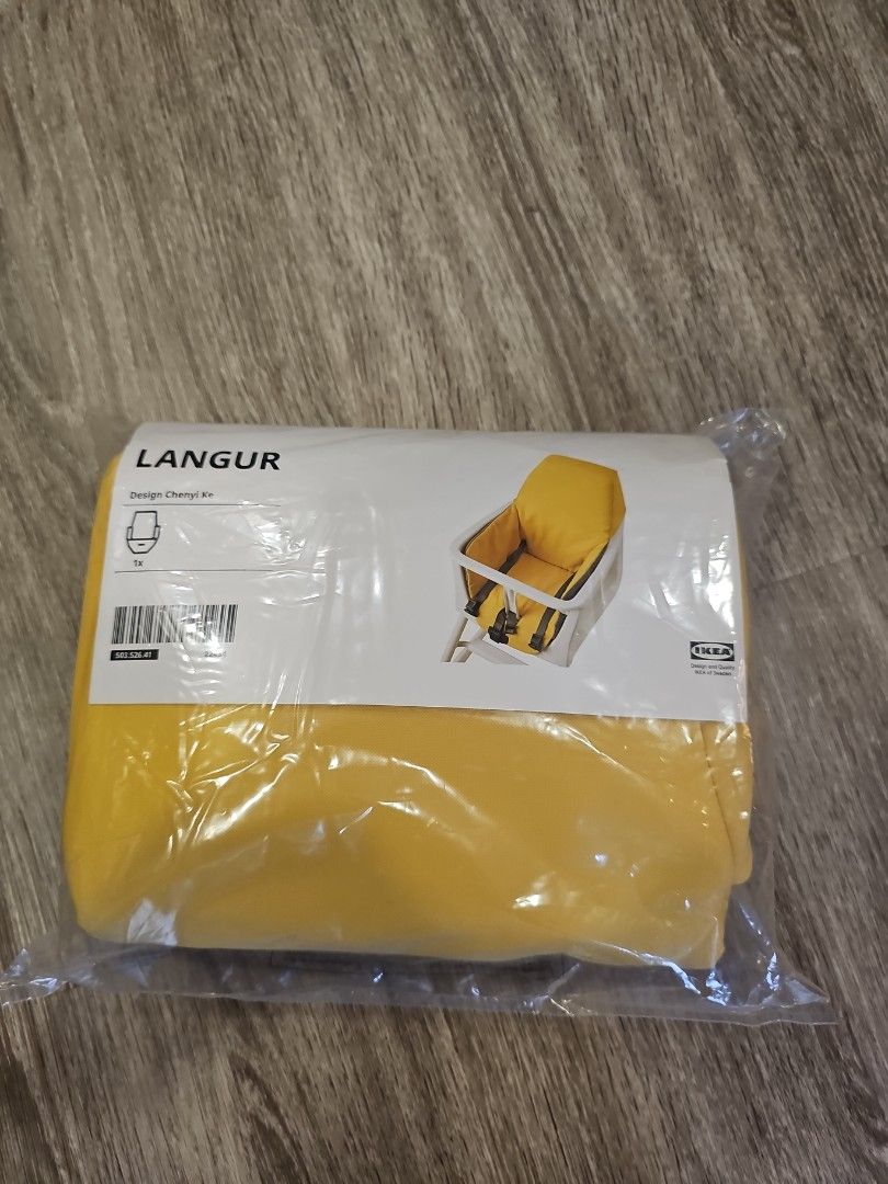 LANGUR Padded seat cover for high chair, yellow - IKEA