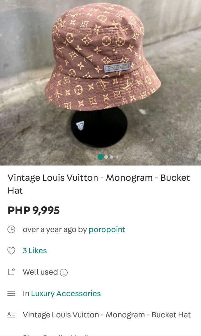 Vintage Louis Vuitton Monogram Bucket Hat, Men's Fashion, Watches &  Accessories, Caps & Hats on Carousell