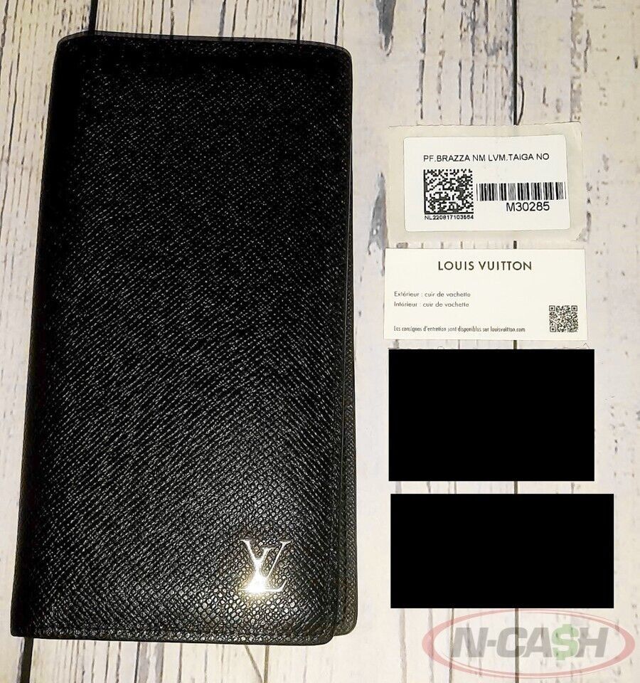 LOUIS VUITTON M30501 Portefeuille Brazza Taiga Noir 984495