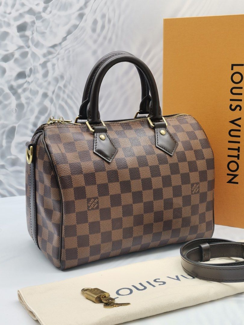 LOUIS VUITTON SPEEDY BANDOULIERE 25 MONOGRAM CANVAS WITH ADJUSTABLE STRAP-FULL  SET-, Luxury, Bags & Wallets on Carousell