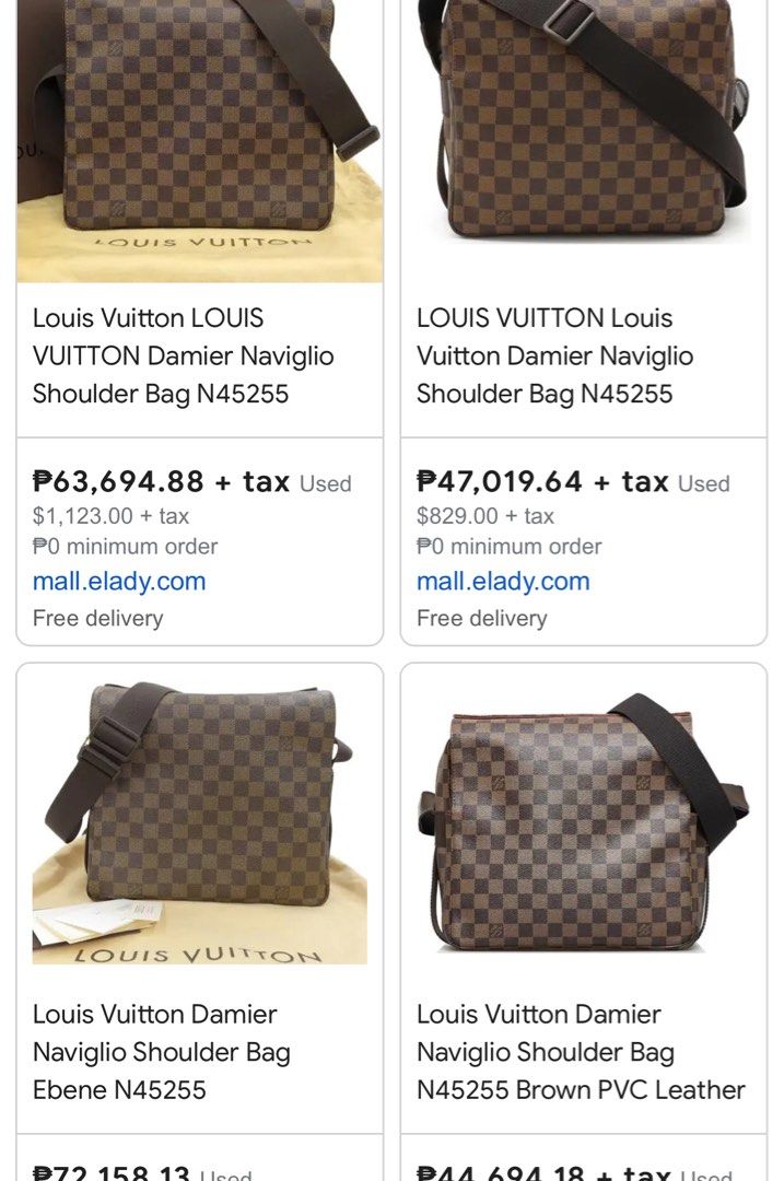 Louis Vuitton Damier Naviglio Shoulder Bag N45255 Brown PVC Leather Ladies LOUIS  VUITTON