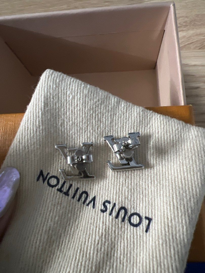 Louis Vuitton Crystal LV Iconic Earrings Silver