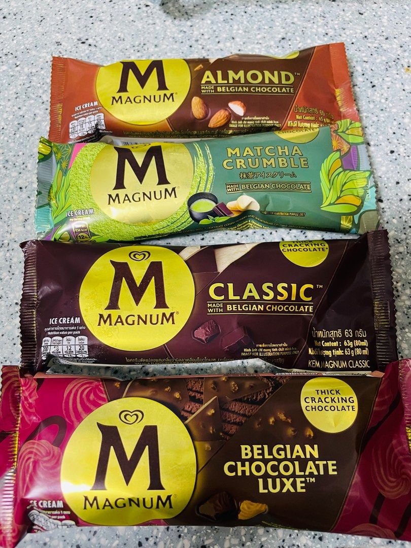 Magnum ice cream , Food & Drinks, Chilled & Frozen Food on Carousell