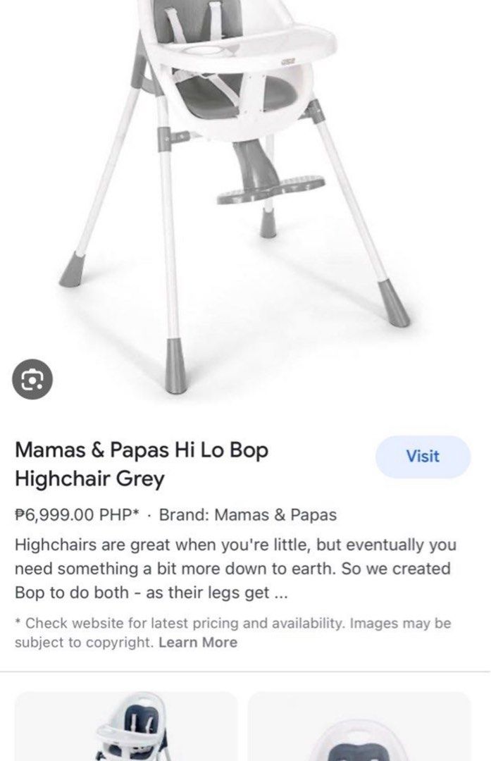 Mamas and Papas High Chair (Category: Baby High Chairs) located in Baliuag. Submitted by janinas (Listing ID 1260814773, Image 3). Description: Lightly used Space saver and lightweight Selling low.
