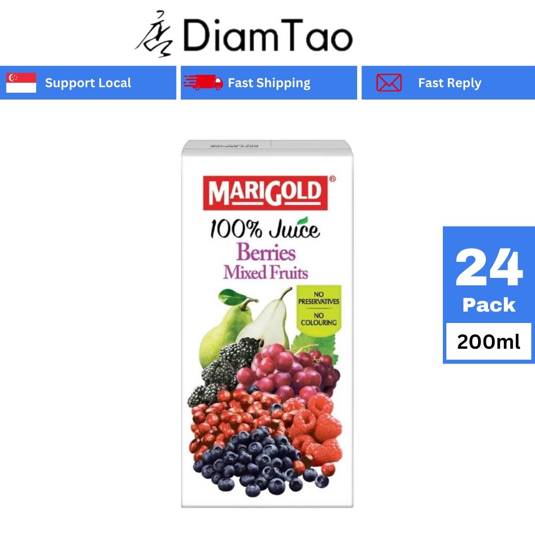 Marigold 100 Juice Berries Mixed Fruit 200ml x 24 Packet, Food