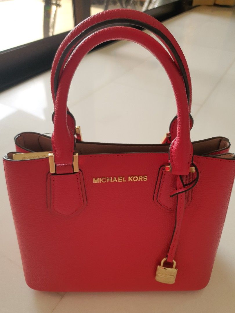 Authentic Michael Kors Mercer Small Red, Luxury, Bags & Wallets on Carousell