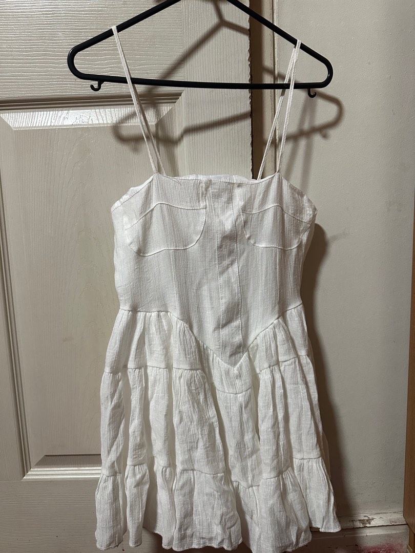 Mini white spaghetti dress, Women's Fashion, Dresses & Sets, Dresses on Carousell