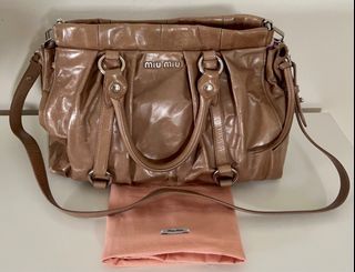 Miu Miu, Bags, Authentic Miu Miu Vitello Lux Large Bow Bag In Mughetto