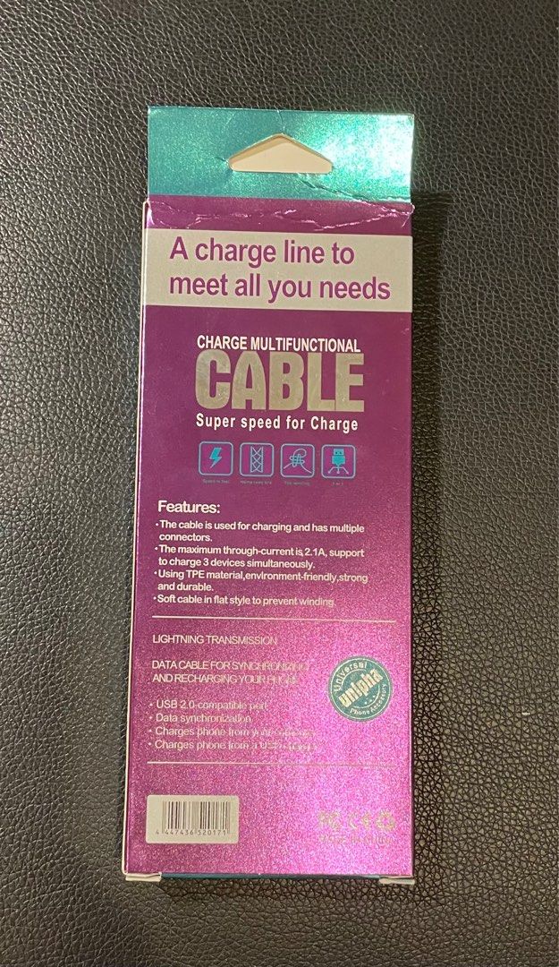 multifunctional cable (Category: Other Mobile & Gadget Accessories) located in Singapore. Submitted by joshleewj43924 (Listing ID 1260764512, Image 3). Description: USB design. meet up 5 for $42.