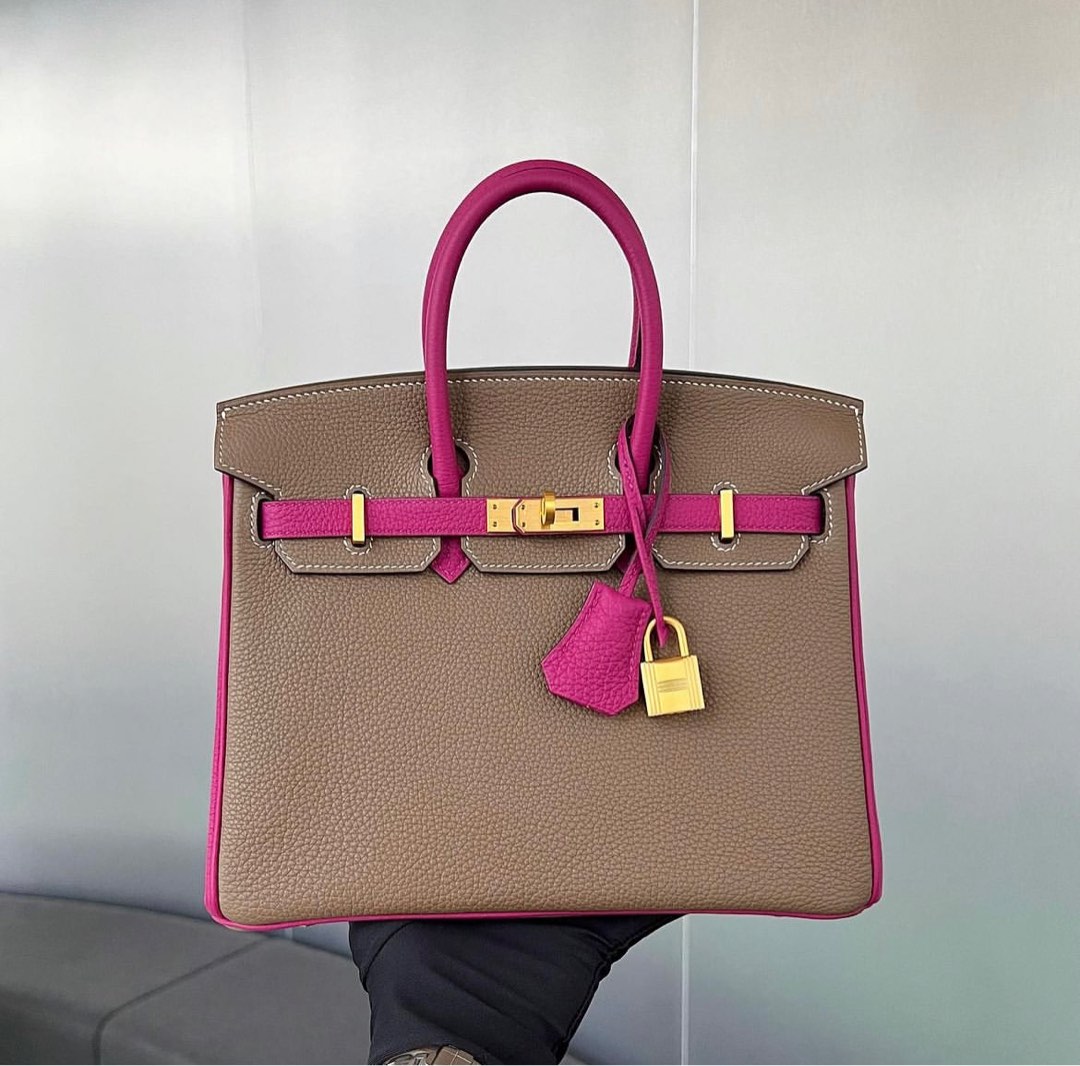 Hermes Special Order HSS Birkin 25 Bag in Vert Cypress Togo Leather with  Rose Gold Hardware