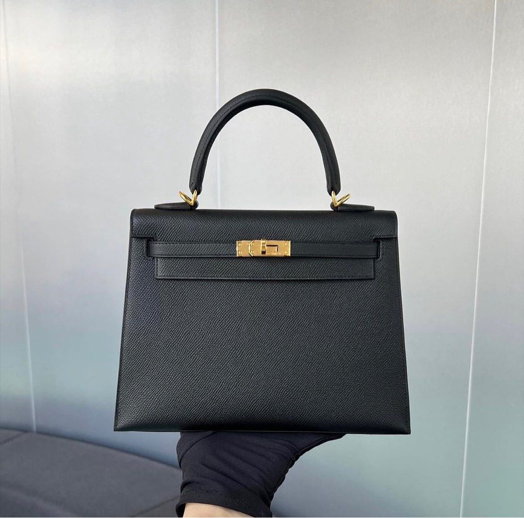 Hermes Kelly 25 Black Epsom GHW, Luxury, Bags & Wallets on Carousell