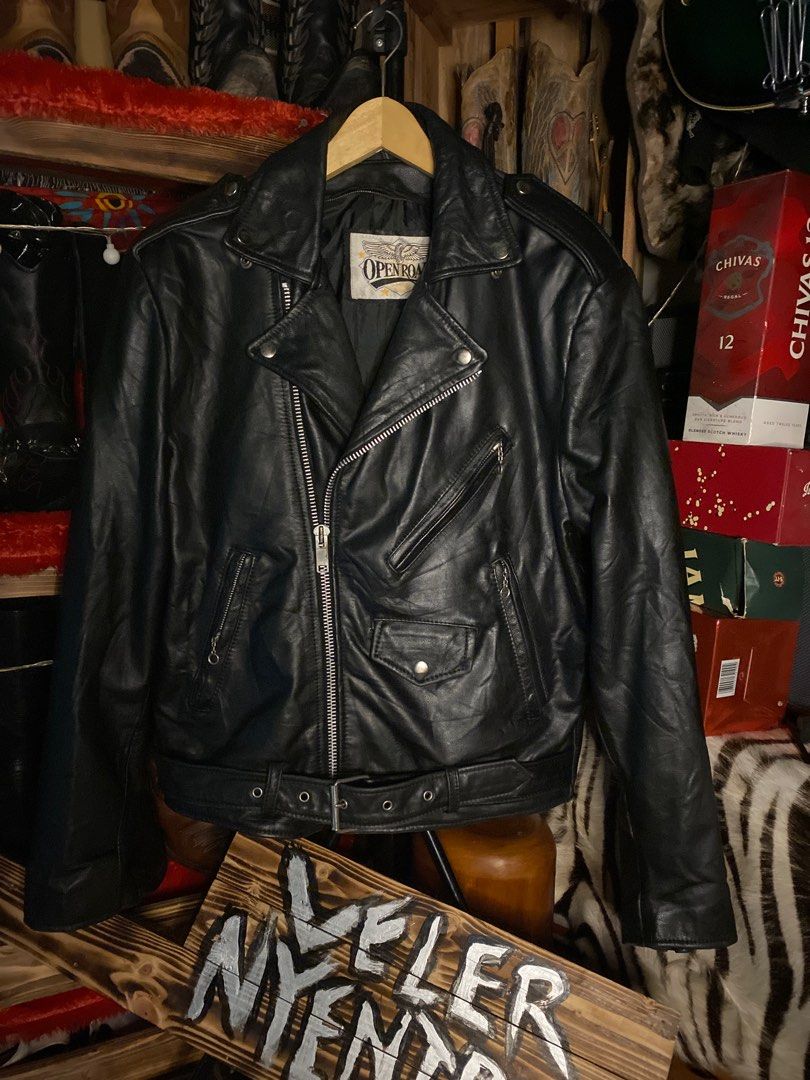 Open road leather jacket Fesyen Pria Pakaian Atasan di Carousell