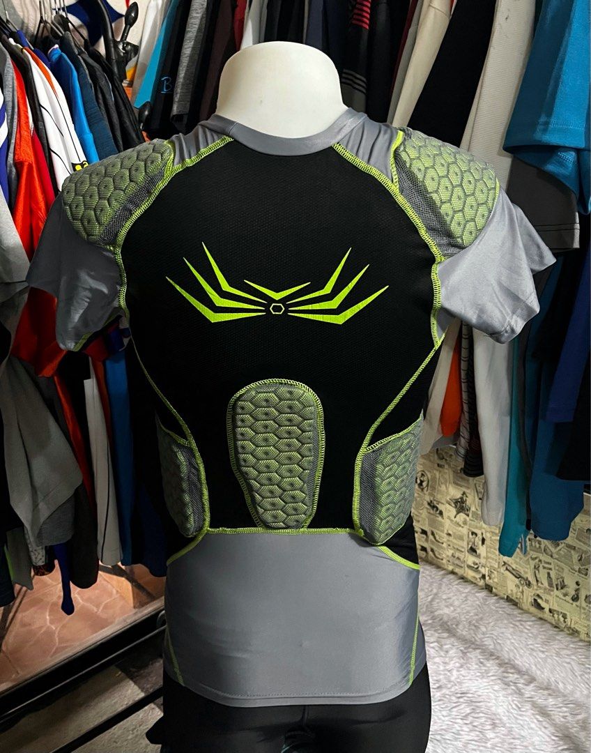 Topeter Youth Football Padded Shirt - Compression Rib Protector With Chest, Shoulder & Back Pads