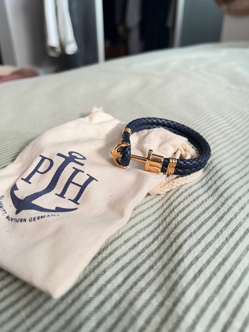 Paul Hewitt Bracelet Anchor Phrep Gold Rose Leather Navy Blue
