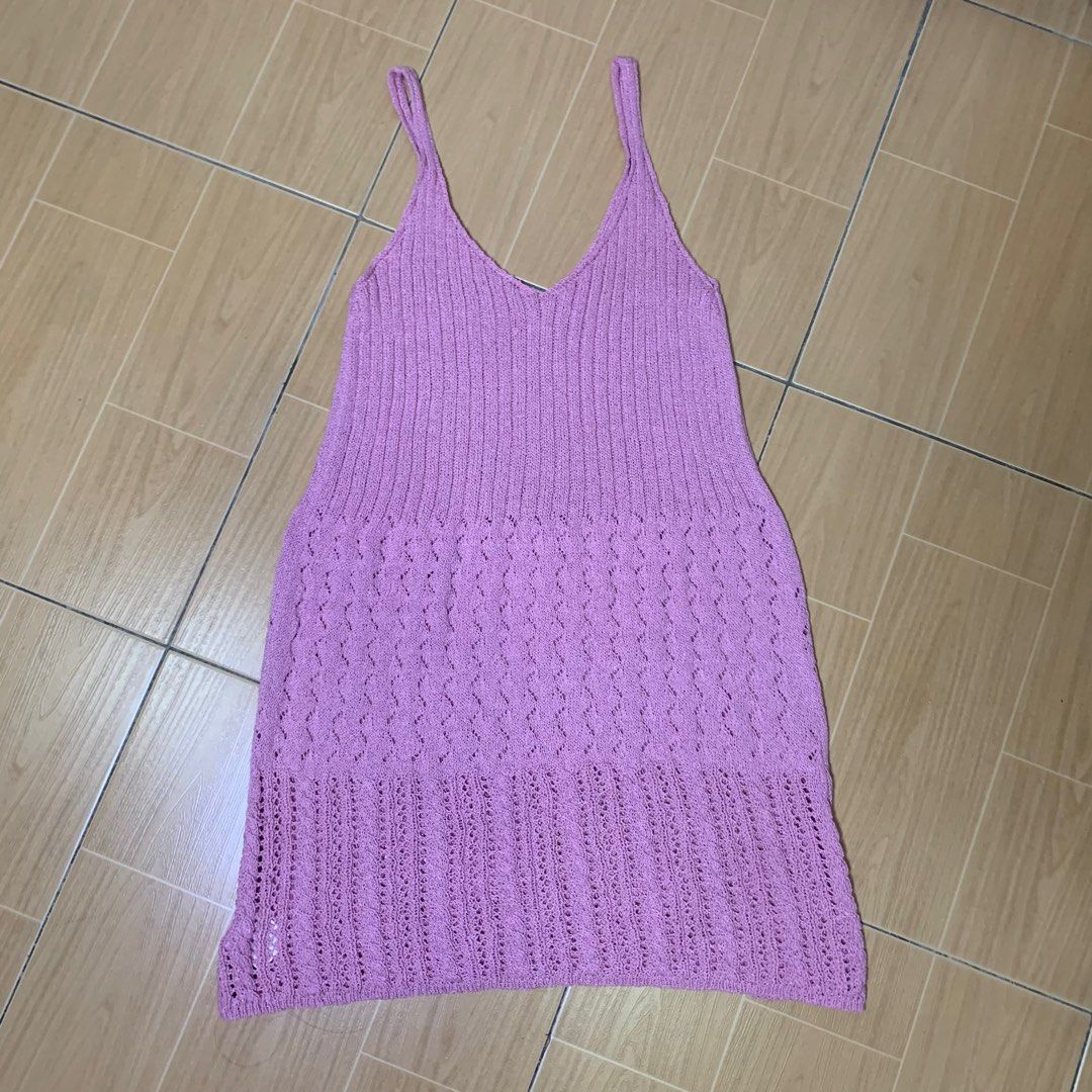 pink knitted mini dress (Category: Dresses) located in Manila. Submitted by declutterwju (Listing ID 1260760528, Image 2). Description: too big for me perfect for summer outfit stretchable not recommended to girlies xs-s :( size is m-xl .