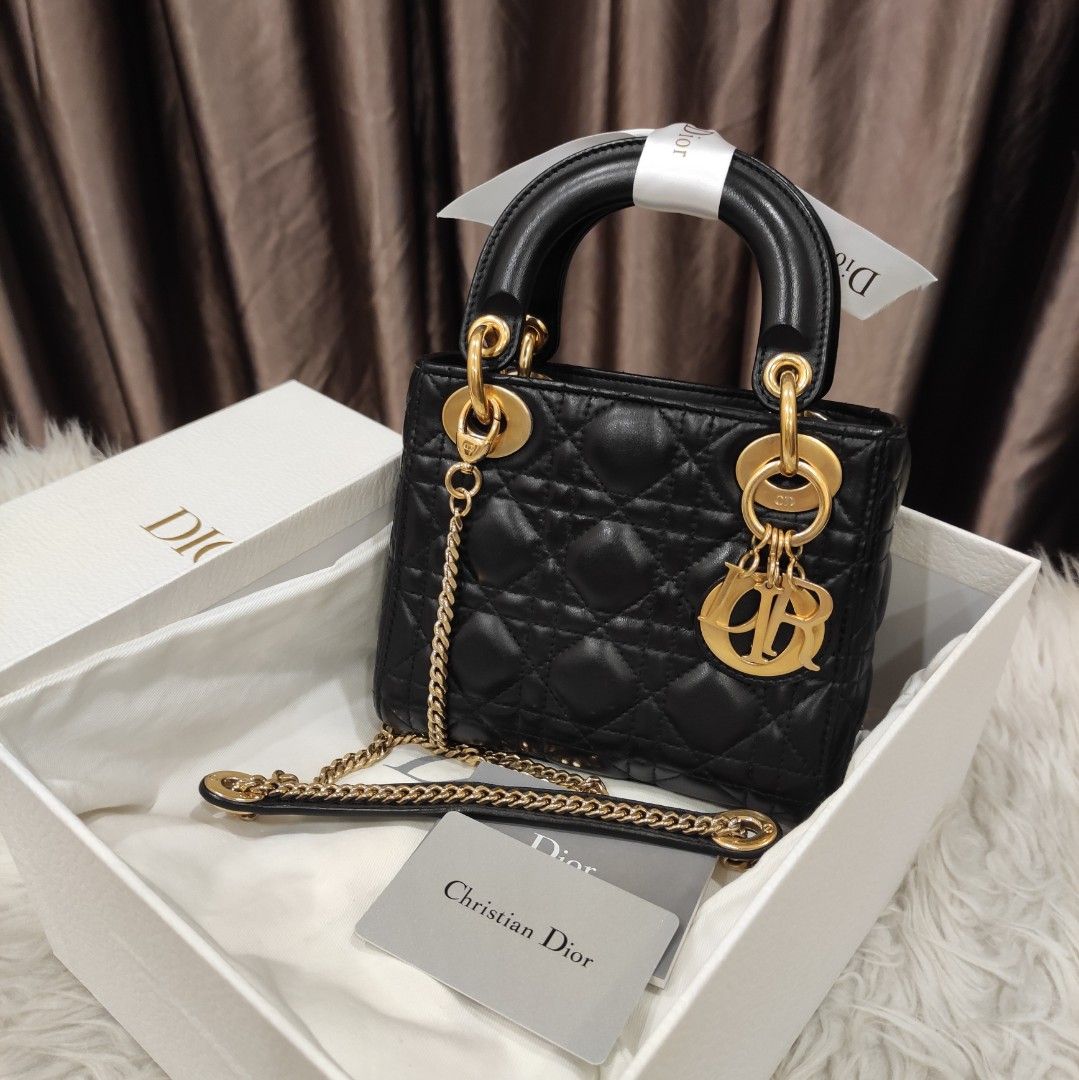 Preloved Dior Lady Dior Mini GHW Lambskin Luxury Bags Wallets