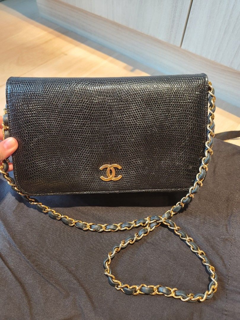 Chanel lizard wallet on chain on sale
