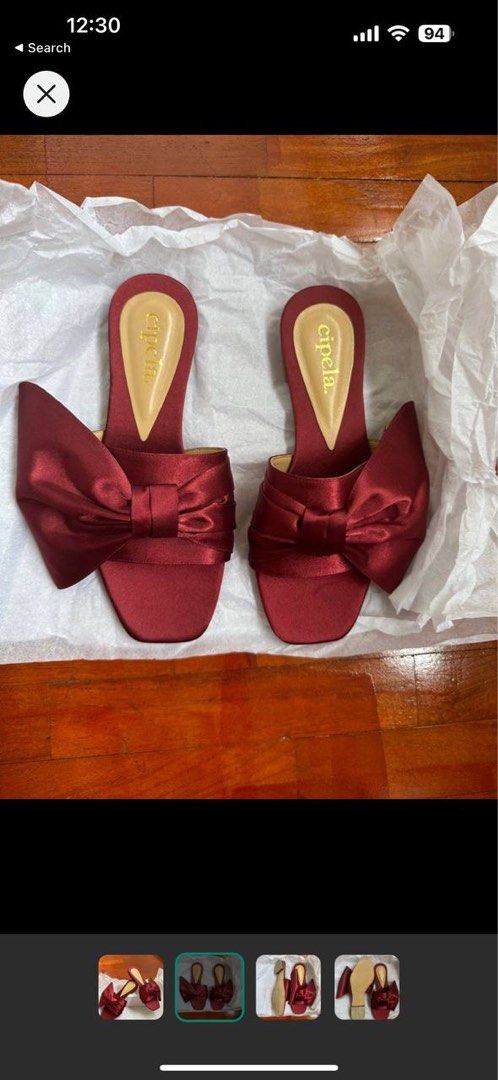 Red satin clearance flats