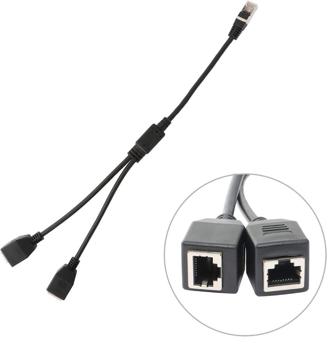 RJ45 1 Male to 2 Female Socket Port LAN Ethernet Network Splitter