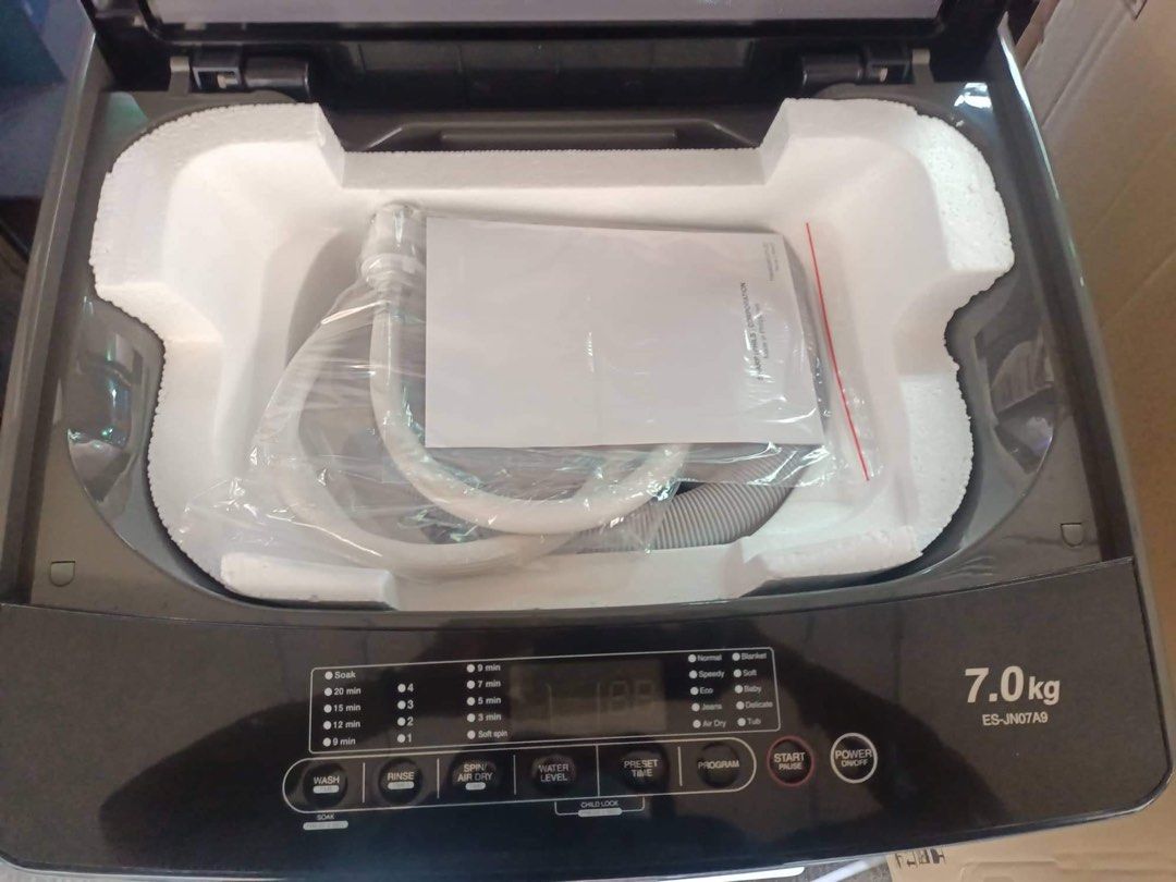 SHARP FULLY AUTOMATIC WASHING MACHINE (Category: Washing Machines and Dryers) located in Dasmarinas. Submitted by arjay0180 (Listing ID 1260742954, Image 2). Description: 📣☃️‼️‼️SHARP FULLY AUTOMATIC WASHING MACHINE☃️‼️‼️📣 ♻️LOW WATER PRESSURE VALVE,' ♻️TOUGH AND DURABLE RUST PROOF BODY ♻️TEMPERED GLASS LID WITH LID DAMPER 🌱AIR DRY FUNCTION ✅LARGE LED DISPLAY ✅PRESET TIMER 🌱DUAL FILTER(lint and magic filter) ✅MEMORY FUNCTION 🌱TUB CLEANING ♻️