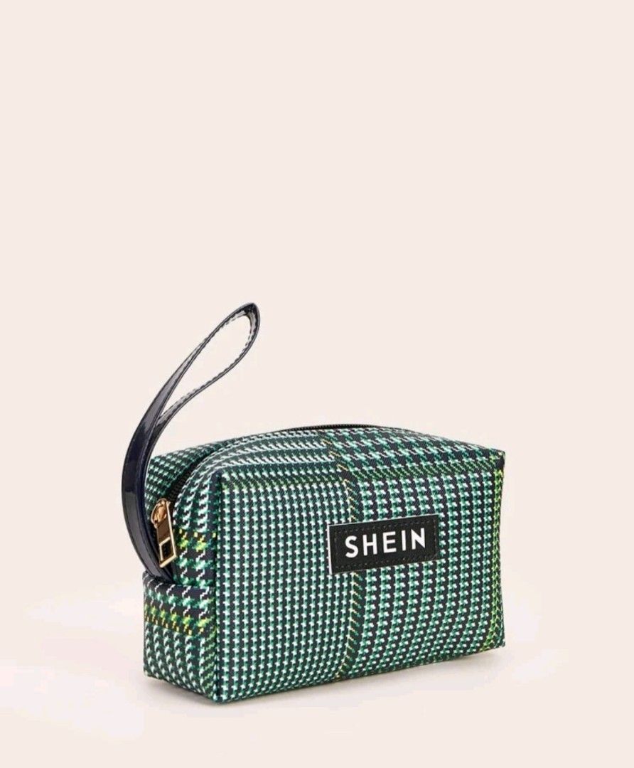 SHEIN GREEN PLAIDS MAKE UP POUCH Women s Fashion Bags Wallets