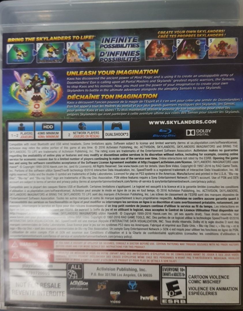 Jeu Skylanders Imaginators – PlayStation 3 – Boîtier Et CD – FR – Bon état