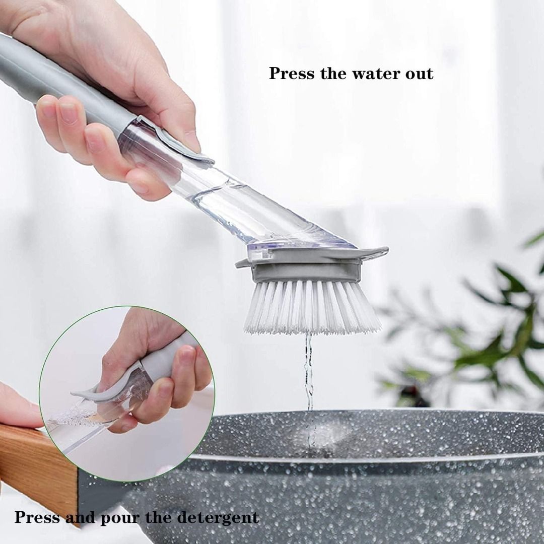 MR.SIGA Soap Dispensing Dish Brush, Kitchen Brush for Pot Pan Sink  Cleaning, Black