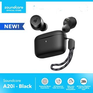 Soundcore by Anker A20i, Bluetooth 5.3 Earphones, IPX5, BassUp EQ, 28 hour Playtime, 2 mic AI
