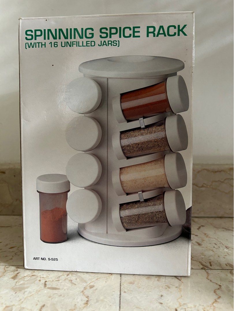 Spin Spice Rack Spinning Spice Rack with 16 Jars, Furniture & Home Living, Kitchenware ...