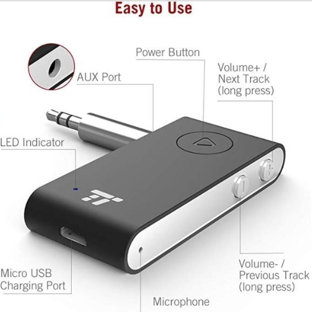 TaoTronics TT-BR-009 Bluetooth 4.2 Receiver 3.5mm AUX Adapter, AptX Low  Latency Bluetooth Receiver, 15 Hour Hands-Free Bluetooth Car kit, Wireless  Audio Bluetooth 4.2 Car Adapter, Auto on Once Plugged to Power(CVC 6.0)
