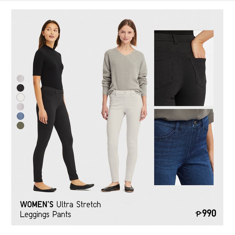 UNIQLO ULTRA STRETCH LEGGINGS GREY PANTS (SIZE M), Women's Fashion,  Bottoms, Jeans & Leggings on Carousell