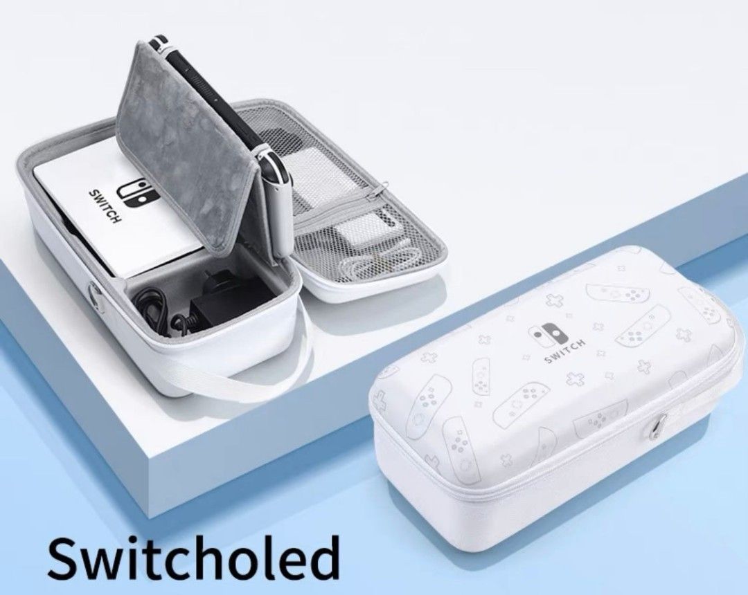 Switch OLED Console Hard Shell Case Handbag Travel Bag (White - Switch ...