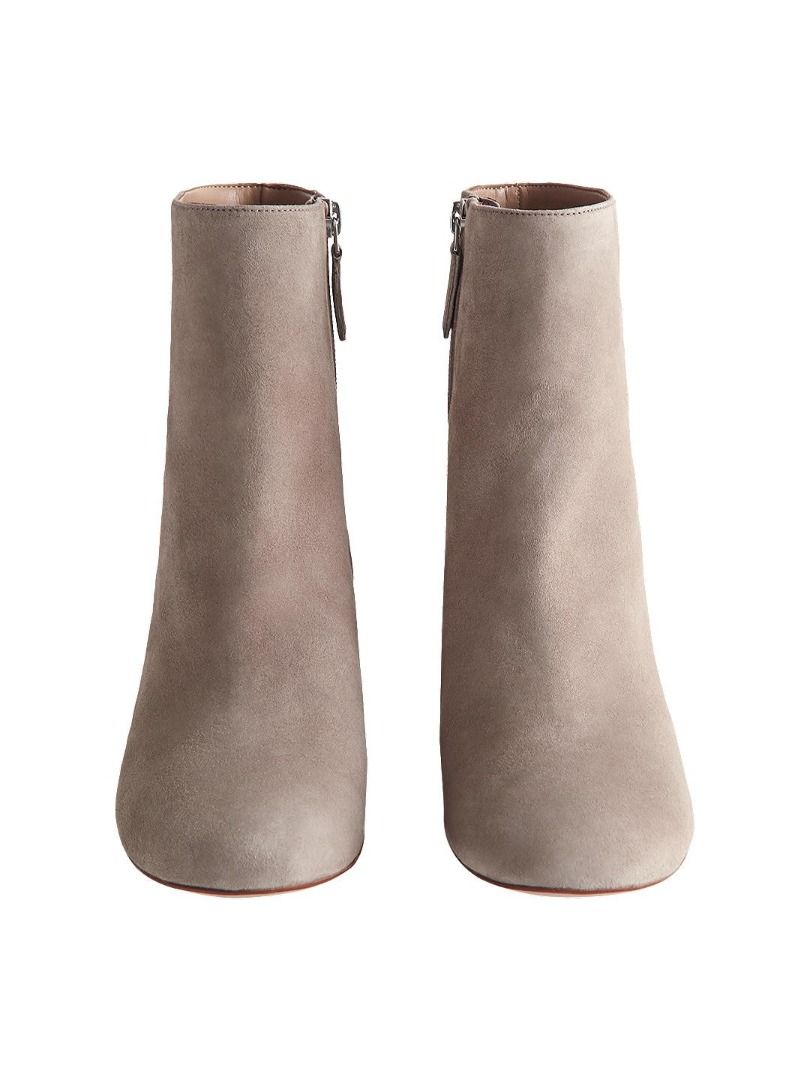 Christmas Sale The British High Street Fashion Brand REISS Delphine Grey Suede Block Heeled Ankle Boots Carousell