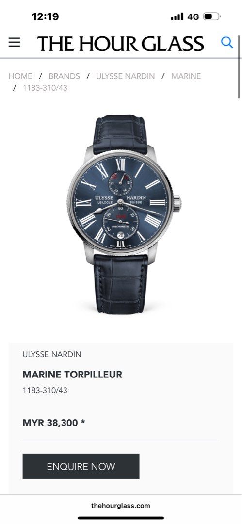 Ulysse Nardin Marine Torpilleur 42mm Blue Alligator 1183 310 43
