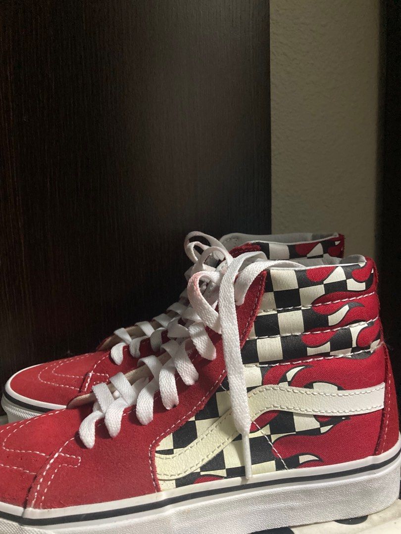 Red checkered discount high top vans